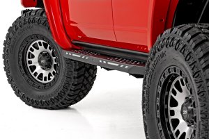 Wheel - Rough Country - 82 Series One-Piece, 17x9, 5x5 bolt pattern, -12mm offset - Machined/Semi-Gloss Black